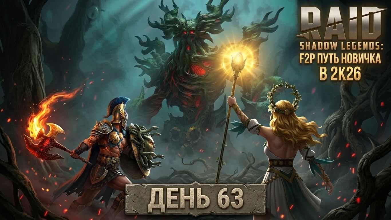 Покорили Мрачный Лес! Новый Босс для всех! 63 день. Путь новичка в Raid Shadow Legends в 2K26.