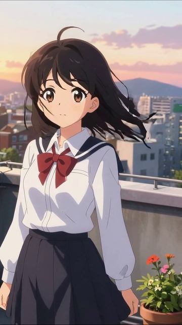 Магия заката: Мир в глазах юной героини #аниме #закат #мир