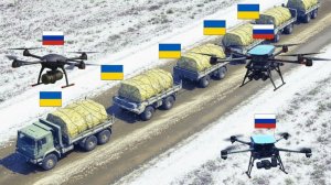 Рой российских беспилотников обнаружил крупный украинский конвой на открытом поле.