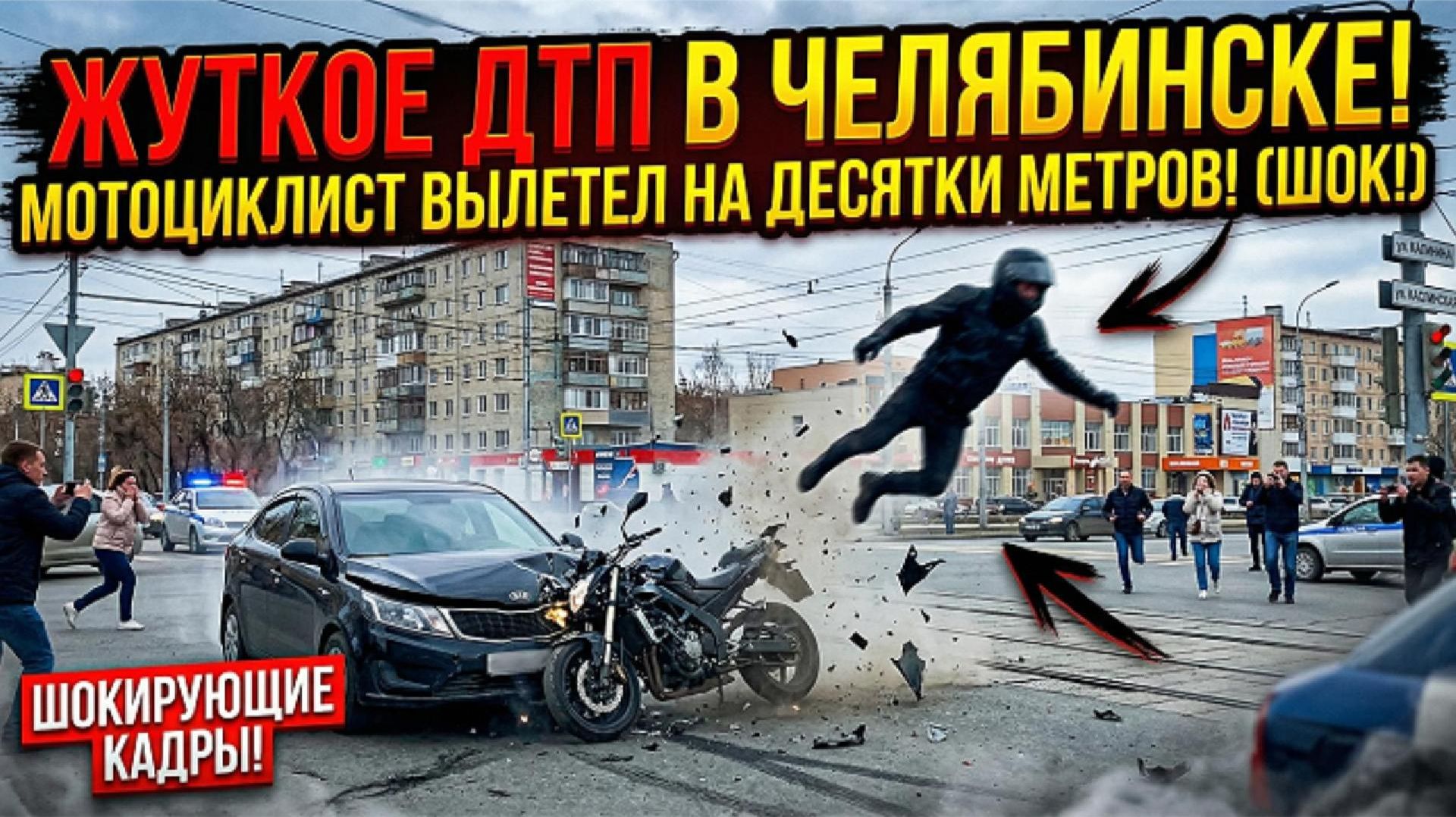 ЖУТКОЕ ДТП В ЧЕЛЯБИНСКЕ — Мотоциклист улетел на десятки метров смотреть онлайн