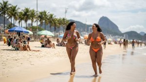 Жаркая Бразилия красотки у океана! Встретил на берегу девушку с потрясающей фигурой в микробикини