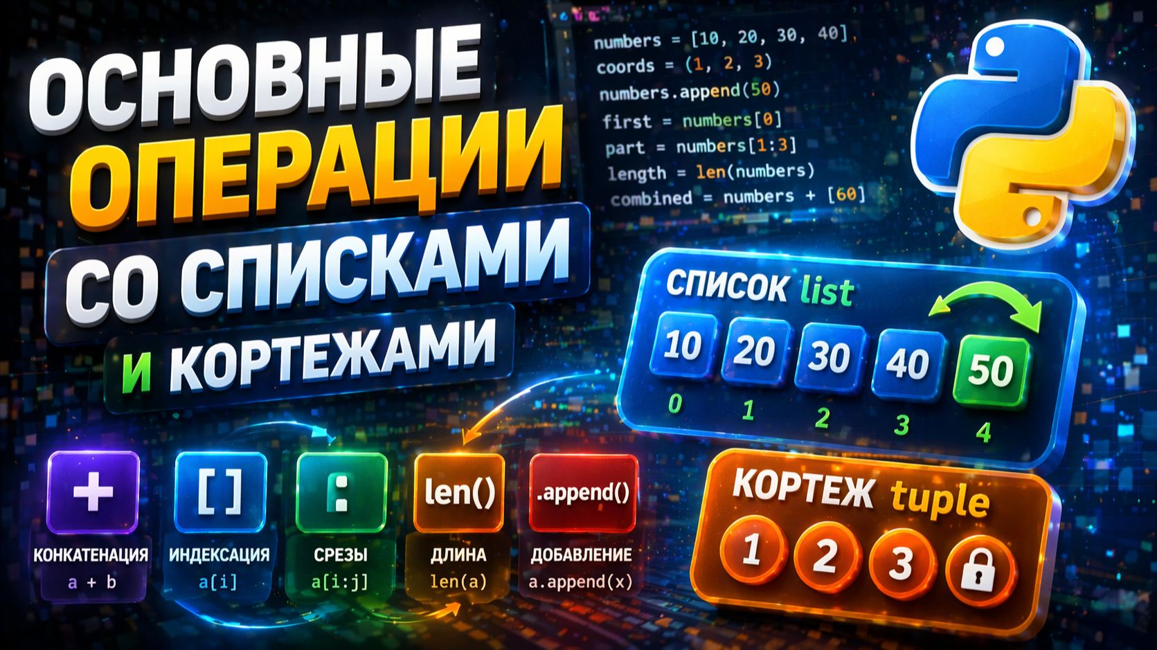 Основные операции со списками и кортежами #16