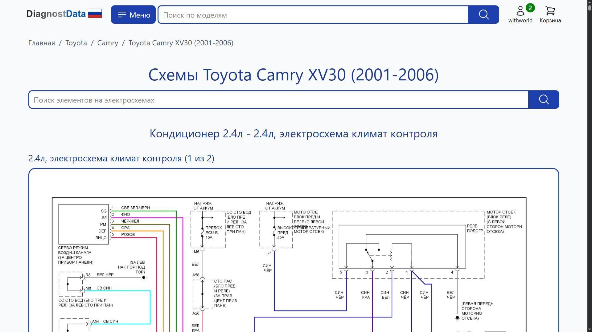 Схемы Toyota Camry XV30 (2001-2006) смотреть онлайн