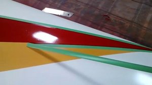 №46- Покрасил крыло красным цветом , снимаю маскировку.