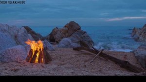 Огонь, на берегу моря   🔥 4К
