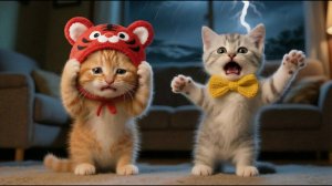 Тайфун — страх! Котята очень напуганы, но, к счастью, мама-кошка рядом