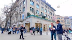 Цюрих Швейцария 2026 Прогулка от Европааллее по Банхофштрассе и оживленный центр города