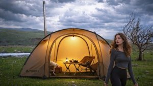 Кемпинг в горах под дождём. Неожиданный гость.