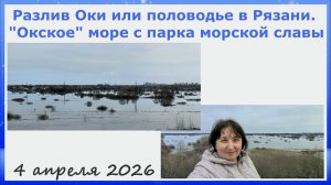Разлив Оки и половодье в Рязани апрель 2026. "Окское" море с парка Морской славы