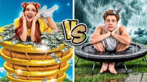 Влад а4 . БОГАТЫЙ vs БЕДНЫЙ БАТУТ ! Видео Влада Бумага а4