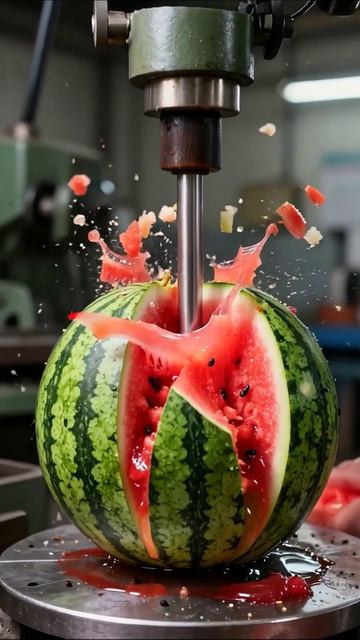 Разрезаем арбуз под прессом! Эпичный взрыв сока! #арбуз #эксперимент #сок