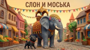 Слон и Моська. По мотивам басни Ивана Андреевича Крылова. Короткий мультик для малышей.