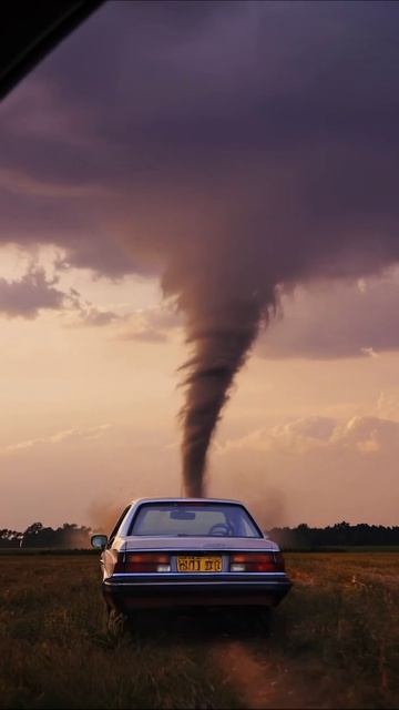 Ужасающий торнадо над полем #природа #шторма #погода