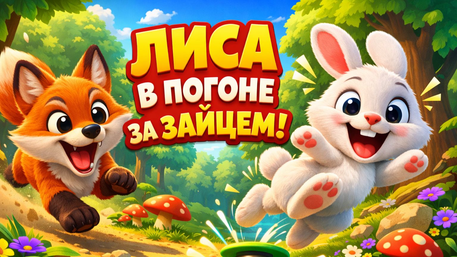 Игривая Лиса преследует Прыгучего Кролика! Веселое лесное приключение