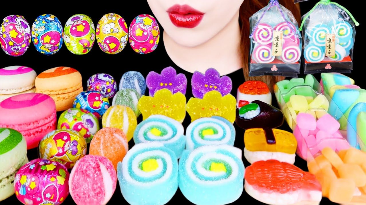 🍭 ASMR Мукбанг: Радужные сладости! Шоколадное яйцо, мармелад, желейки и маршмеллоу 😍