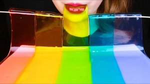 😋 ASMR Мукбанг Радужное Листовое Желе — Звуки дрожащего желе до мурашек! 💖