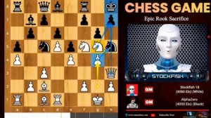 Stockfish 18 пожертвовал ладью на уровне 4060 Эло против AlphaZero. Шахматная партия. на русском
