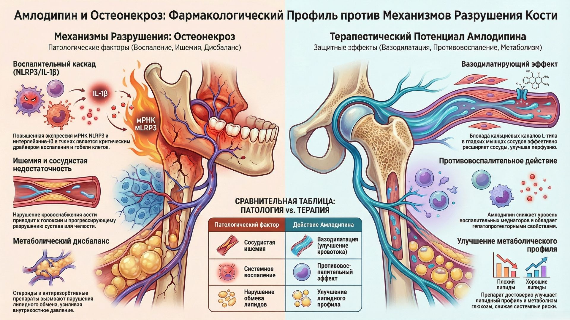 Амлодипин спасает кости от некроза