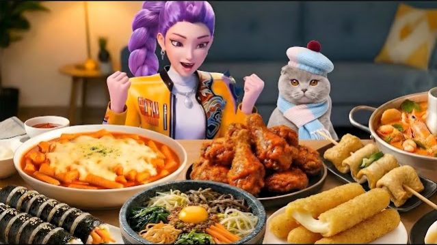 ASMR MUKBANG | РУМИ ЕСТ: ЖАРЕНАЯ КУРИНАЯ КОРОЧКА, СЫРНЫЙ СТРИК, ТТЕОКБОККИ | CHEF MEOW ГОТОВИТ