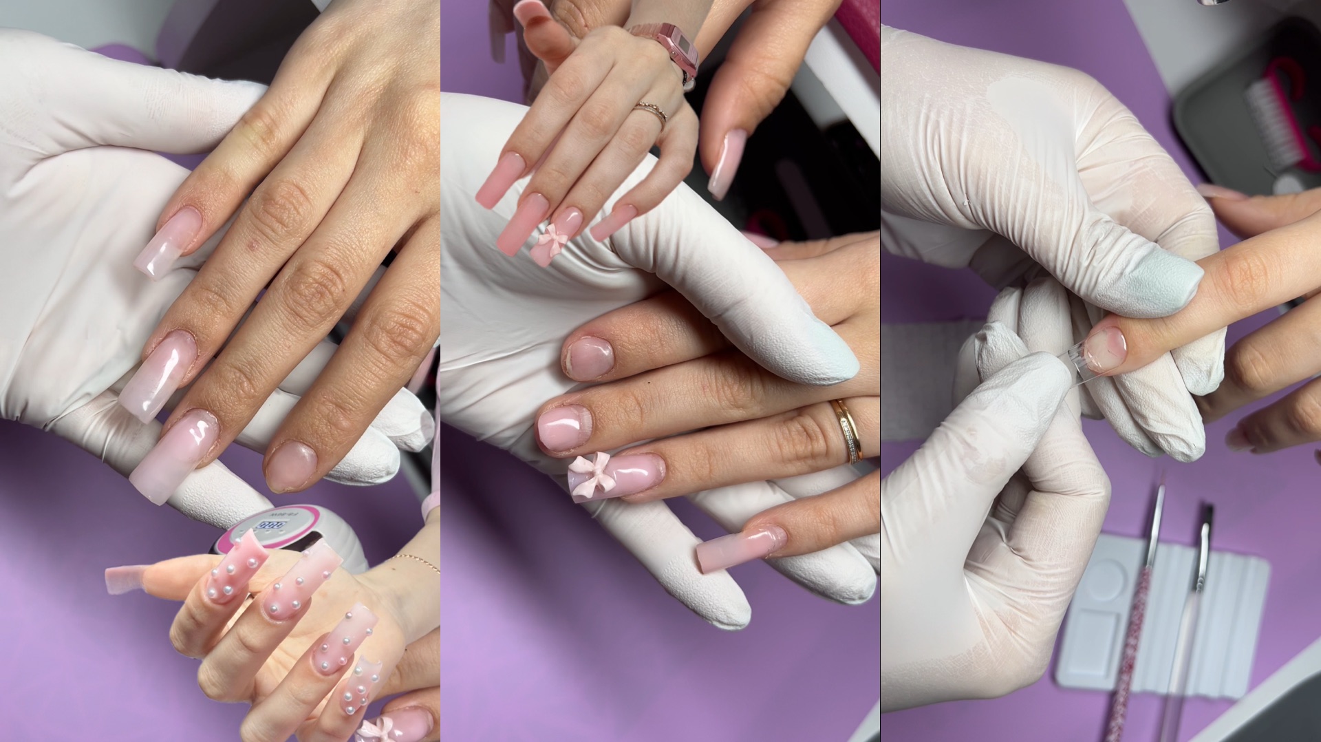 Наращивание на ВФ/Укрепление/Покрытие глиттер Гелем