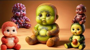 🍇Милые Фруктовые Малыши🥝 едят настоящие фрукты. Необычный Удивительный ИИ ASMR.