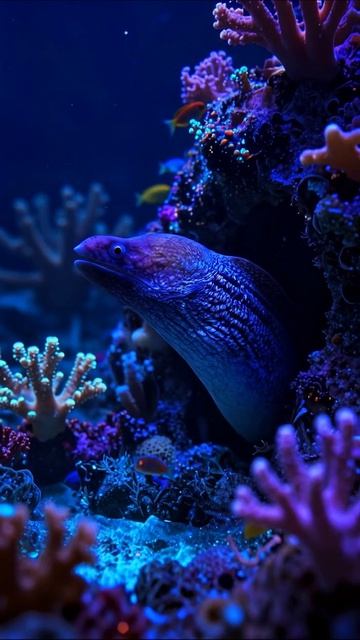 Подводный мир: встреча с угрем #океан #животные #подводнаяфото