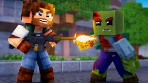 ПЕРВОЕ ОРУЖИЕ ПРОТИВ ЗОМБИ! ДЕНЬ 2. ЗОМБИ АПОКАЛИПСИС В МАЙНКРАФТ - МАЙНКРАФТ СЕРИАЛ ПРО ЗОМБИ #2