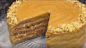 БЕЗ духовки и миксера. ШОКОЛАДНЫЙ СОБЛАЗН - торт с орехами.