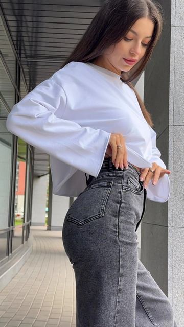 Арт. 176176140 Джинсы прямые с высокой посадкой