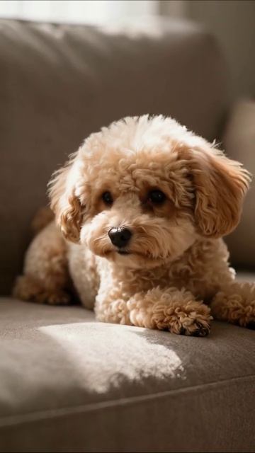 Милый пудель на диване #собака #пудель #домашнийпитомец