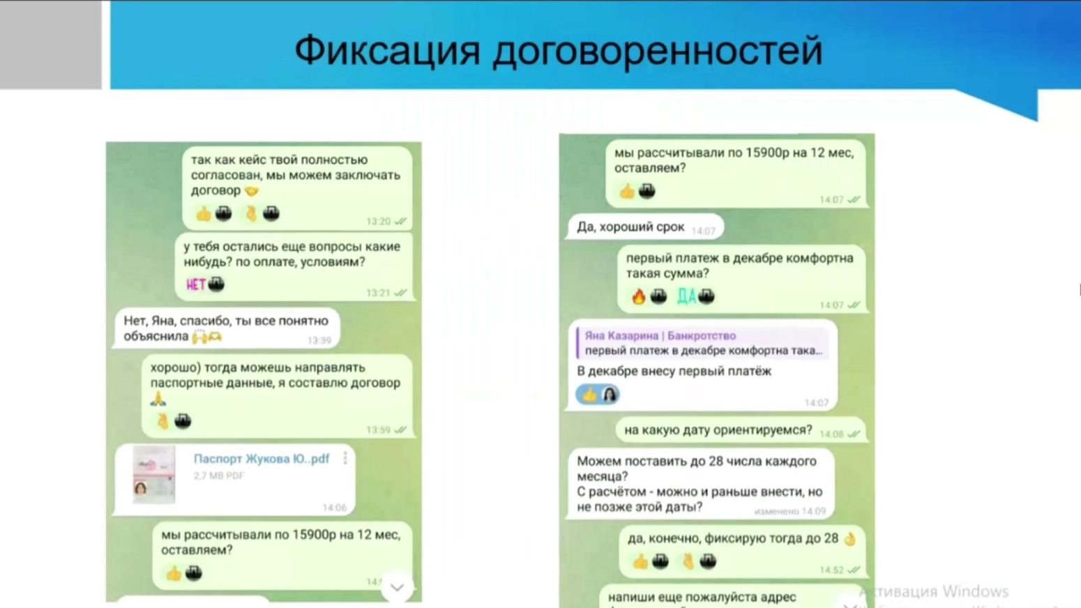 22. Фиксация договорённостей