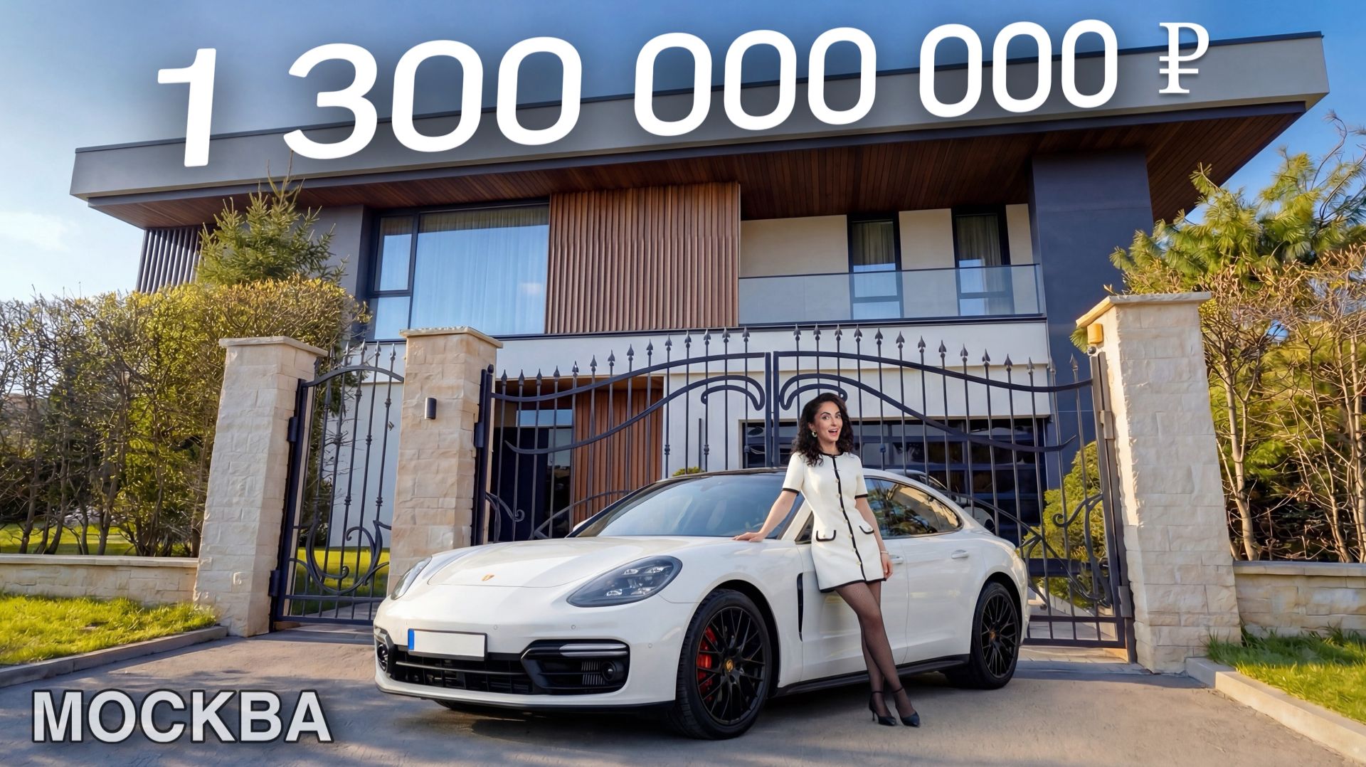 Современный дом миллиардера в Москве: PORSCHE, бассейн и баня, приватный дом у воды / Миллениум парк