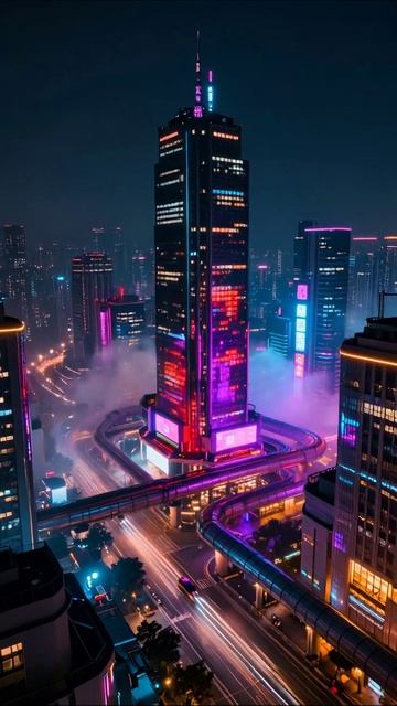 Ночной мегаполис: огни города #город #ночь #архитектура