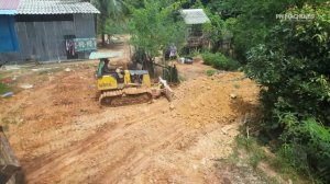 Starting New Project! Great Bulldozer Skills Pushing Stone Into Water & 5TON Trucks Team Dumping