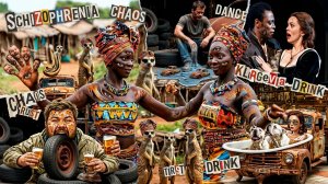 ШИЗОФРЕНЬ-ПАРК. 7 клипов из абсурдного мира, где спят в гараже и спорят с Шекспиром. AI-генерация.