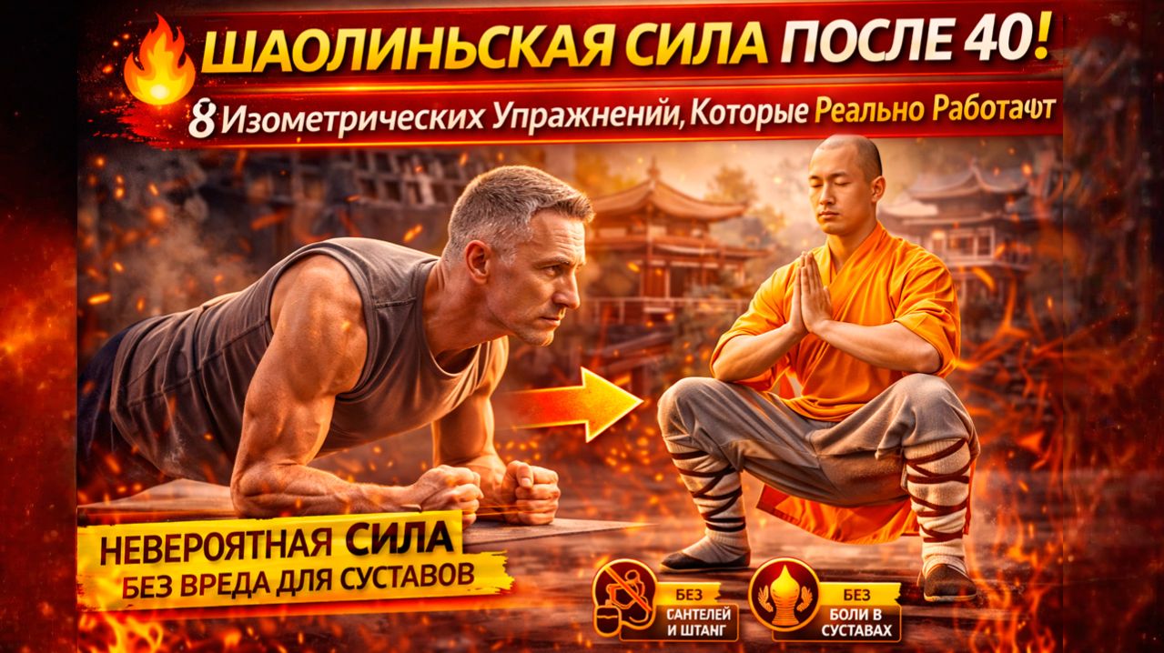 🔥 ШАОЛИНЬСКАЯ СИЛА ПОСЛЕ 40! 8 Изометрических Упражнений, Которые Реально Работают