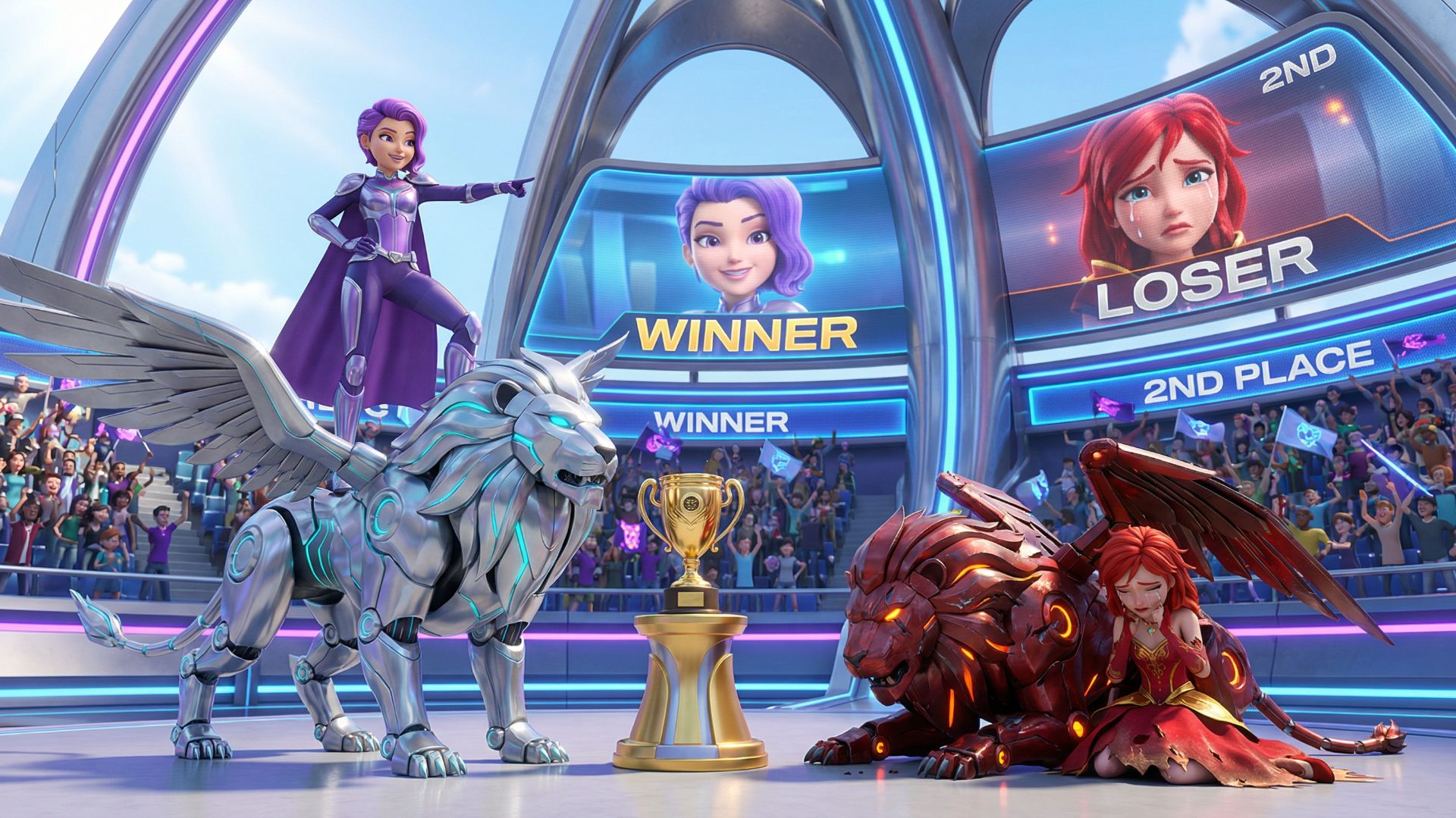 Семья Руби против семьи Голден: РУМИ выигрывает чемпионат по гонкам на львах — KPOP Demon Hunters