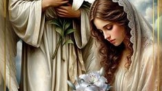 Согласие девы Марии. С Благовещением. Шикарная музыкальная открытка.