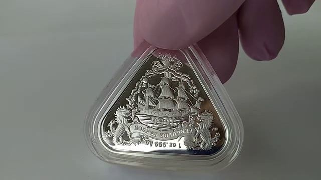 1 $ Australia 2020 GILT DRAGON Triangular Coin - 1 OZ AG Silver Silber Argint Unze 999
