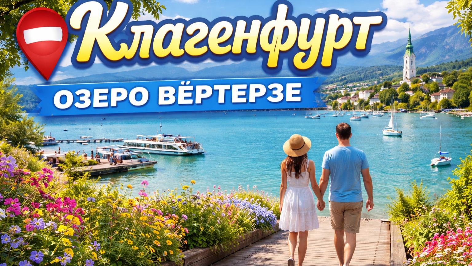 ⭐ Клагенфурт. Прогулка у озера Вёртерзее | Набережная у Минимундуса | Австрия 4K