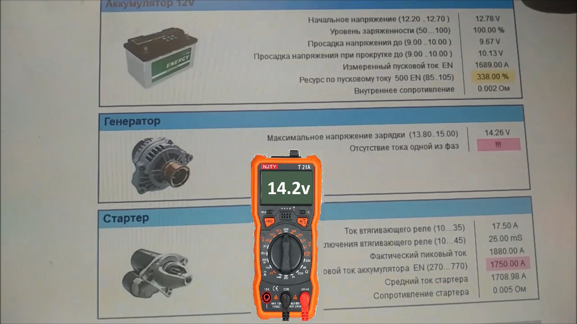 Проверка генератора автомобиля. Мультиметром и мотортестером. смотреть онлайн