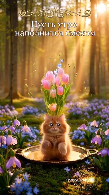 А вы уже улыбнулись 🌷🐱 Пусть ваше утро будет волшебным и добрым