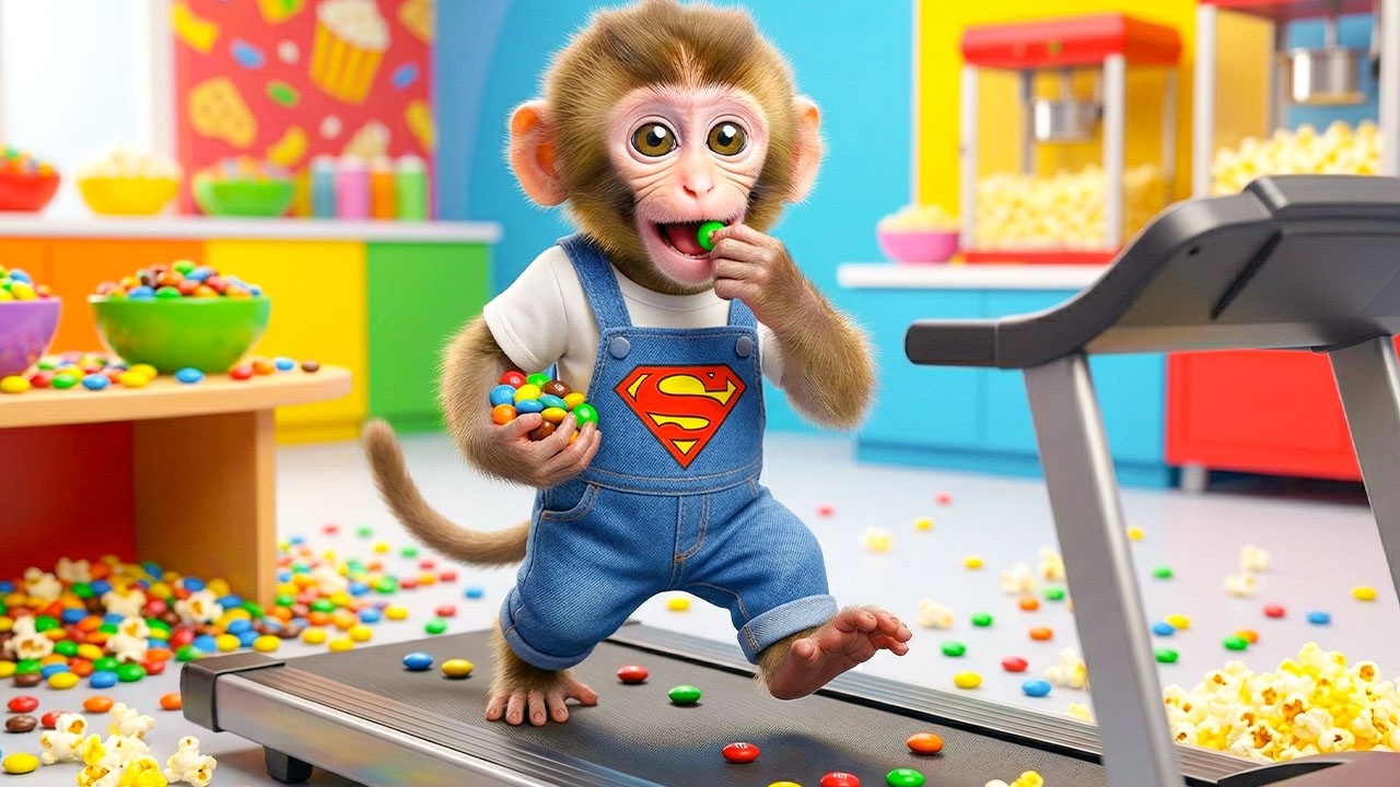 Мультики для детей. Обезьянка купила себе тренажёр/видео про обезьянку