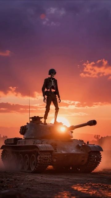 Скелет в танке: тень войны #апокалипсис #война #безысходность