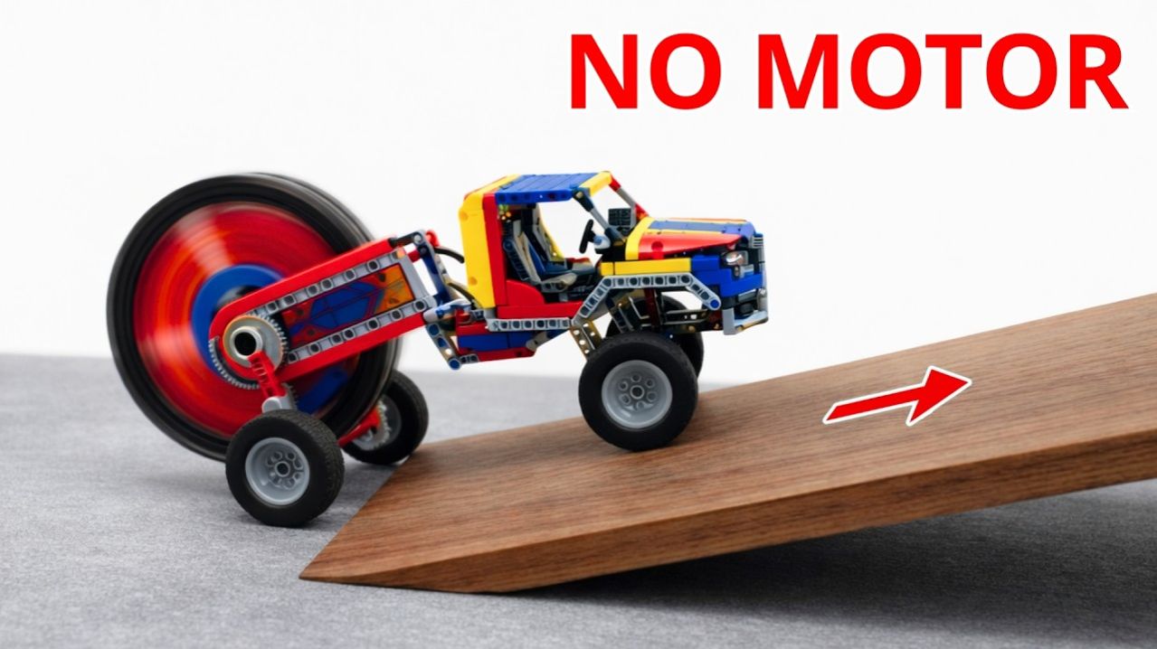 Тест LEGO-машинки с маховиком на подъеме – сможет ли она подняться?