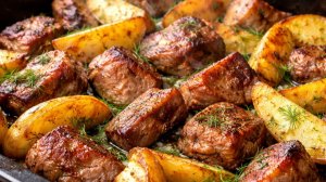 Свинина кусочками с картошкой в духовке