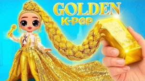 24 часа в золотом цвете! K-Pop Охотницы на Демонов | 12 DIY для кукол