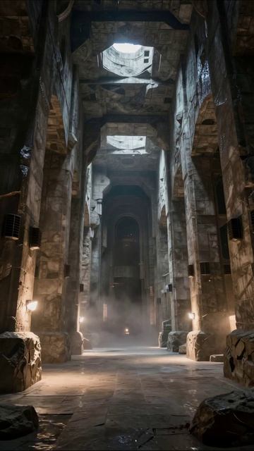 «Архитектура заброшенного мира: погружение в таинственный зал #архитектура #пейзаж #мистика»