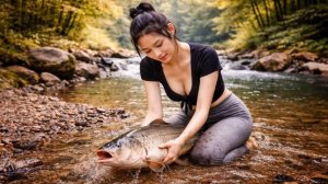 Ловлю крупную рыбу голыми руками, невероятный опыт речной рыбалки.