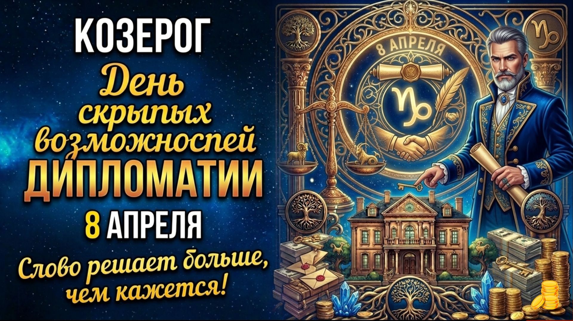 ♑️ Козерог, 8 апреля день дипломатии и скрытых возможностей.